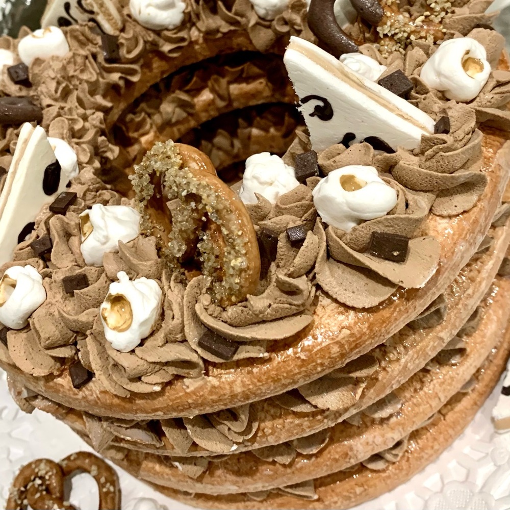 Fake  Hand Made Chocolate Cream Pretzel Cake